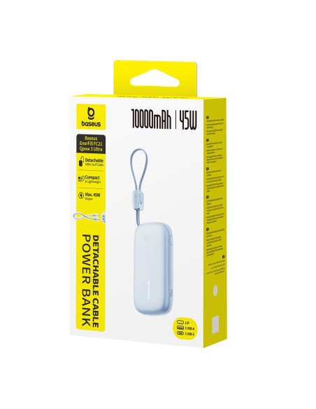 
10000mAh 45W nešiojama baterija su USB-C „Lightning“ laidu „iPhone“ – mėlyna
