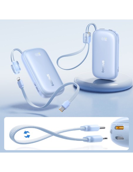 
10000mAh 45W nešiojama baterija su USB-C „Lightning“ laidu „iPhone“ – mėlyna
