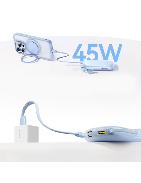 
10000mAh 45W nešiojama baterija su USB-C „Lightning“ laidu „iPhone“ – mėlyna
