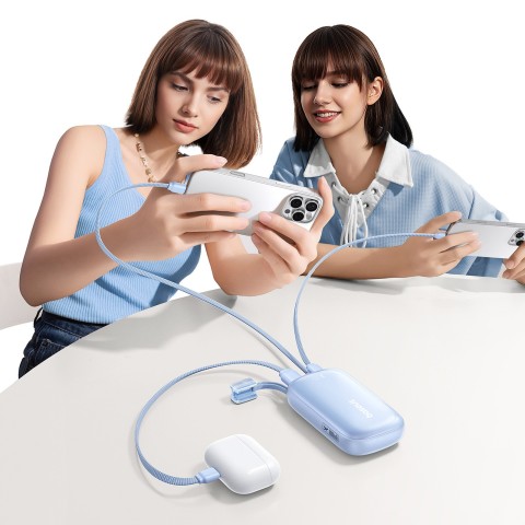 
10000mAh 45W nešiojama baterija su USB-C „Lightning“ laidu „iPhone“ – mėlyna
