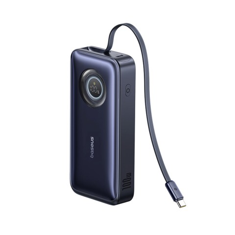 
20000mAh 100W nešiojamas įkroviklis su ištraukiamais USB-C laidais – juodas
