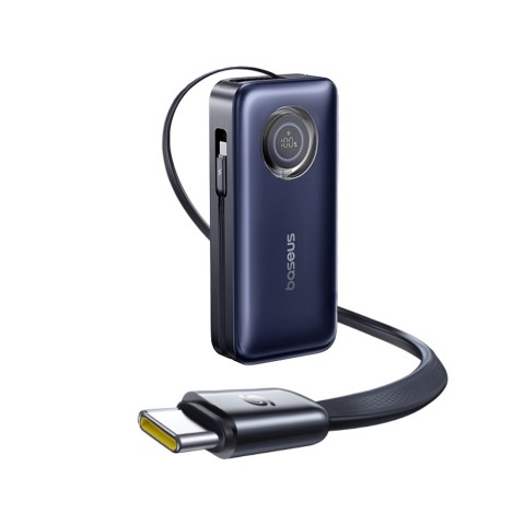 
20000mAh 100W nešiojamas įkroviklis su ištraukiamais USB-C laidais – juodas
