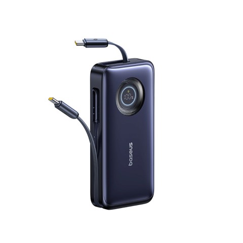 
20000mAh 100W nešiojamas įkroviklis su ištraukiamais USB-C laidais – juodas

