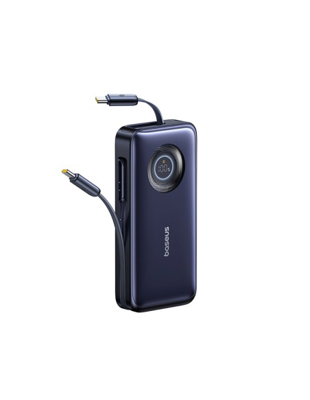 
20000mAh 100W nešiojamas įkroviklis su ištraukiamais USB-C laidais – juodas
