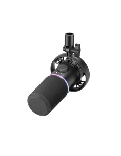 
Laidinis dinaminis žaidimų mikrofonas USB XLR RGB - juodas
