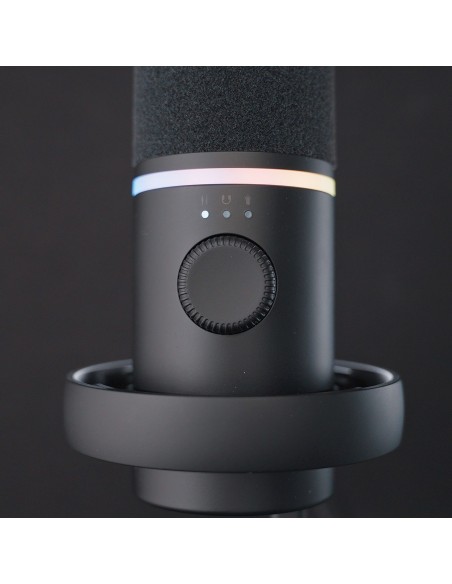 
Laidinis dinaminis žaidimų mikrofonas USB XLR RGB - juodas
