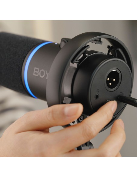 
Laidinis dinaminis žaidimų mikrofonas USB XLR RGB - juodas
