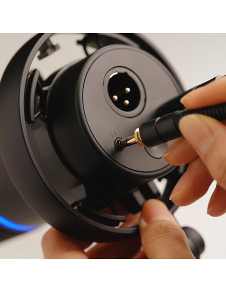 
Laidinis dinaminis žaidimų mikrofonas USB XLR RGB - juodas
