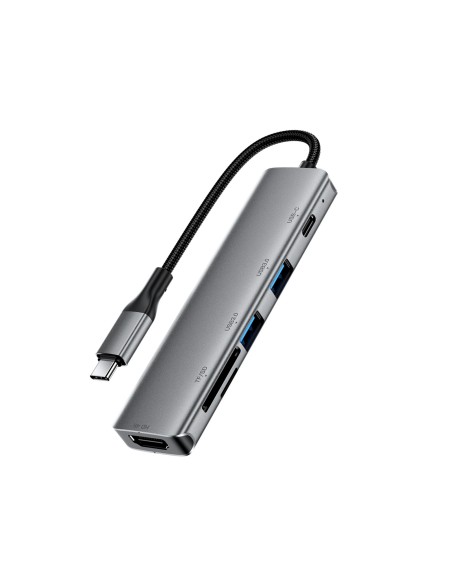 
UAB-A USB-C HDMI SD 4K 60Hz PD 90W šakotuvo stotelė 6 viename
