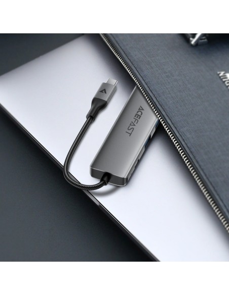 
UAB-A USB-C HDMI SD 4K 60Hz PD 90W šakotuvo stotelė 6 viename
