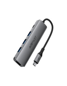 
Šakės prijungimo stotelė 5 viename USB-C - USB-A USB-C HDMI 4K 60Hz PD 90W - pilka
