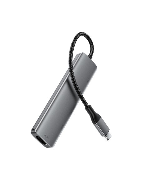 
Šakės prijungimo stotelė 5 viename USB-C - USB-A USB-C HDMI 4K 60Hz PD 90W - pilka
