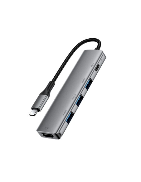 
Šakės prijungimo stotelė 5 viename USB-C - USB-A USB-C HDMI 4K 60Hz PD 90W - pilka
