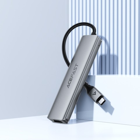 
Šakės prijungimo stotelė 5 viename USB-C - USB-A USB-C HDMI 4K 60Hz PD 90W - pilka
