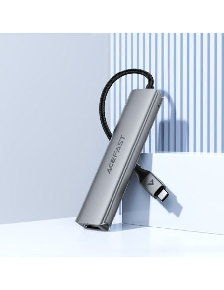 
Šakės prijungimo stotelė 5 viename USB-C - USB-A USB-C HDMI 4K 60Hz PD 90W - pilka
