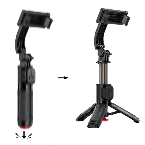 
Asmenukių lazda su automatiniu trikoju ir „Bluetooth“ nuotolinio valdymo pultu, 63 cm - juoda
