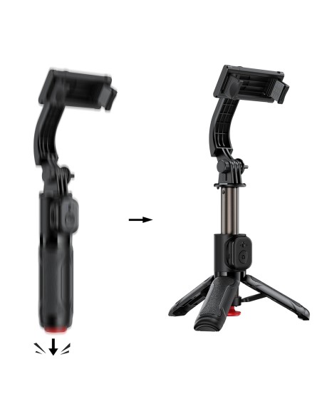 
Asmenukių lazda su automatiniu trikoju ir „Bluetooth“ nuotolinio valdymo pultu, 63 cm - juoda
