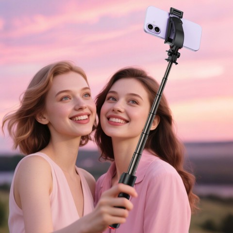 
Asmenukių lazda su automatiniu trikoju ir „Bluetooth“ nuotolinio valdymo pultu, 63 cm - juoda
