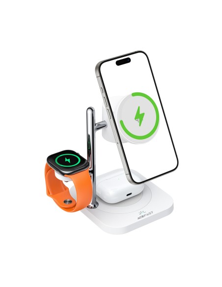 
4 viename belaidis įkroviklis telefonui, laikrodžiui, ausinėms su naktiniu apšvietimu, 25 W - baltas
