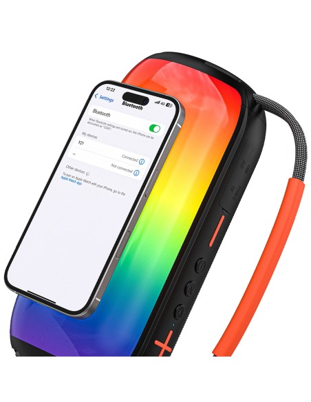 
Belaidė RGB „Bluetooth“ garsiakalbio kolonėlė su apšvietimu ir laikikliu – juoda

