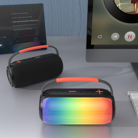 
Belaidė RGB „Bluetooth“ garsiakalbio kolonėlė su apšvietimu ir laikikliu – juoda
