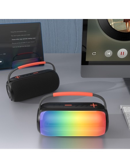 
Belaidė RGB „Bluetooth“ garsiakalbio kolonėlė su apšvietimu ir laikikliu – juoda
