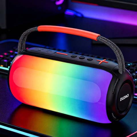 
Belaidė RGB „Bluetooth“ garsiakalbio kolonėlė su apšvietimu ir laikikliu – juoda

