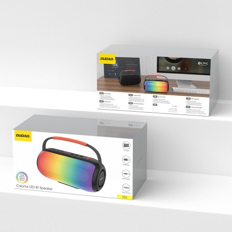 
Belaidė RGB „Bluetooth“ garsiakalbio kolonėlė su apšvietimu ir laikikliu – juoda
