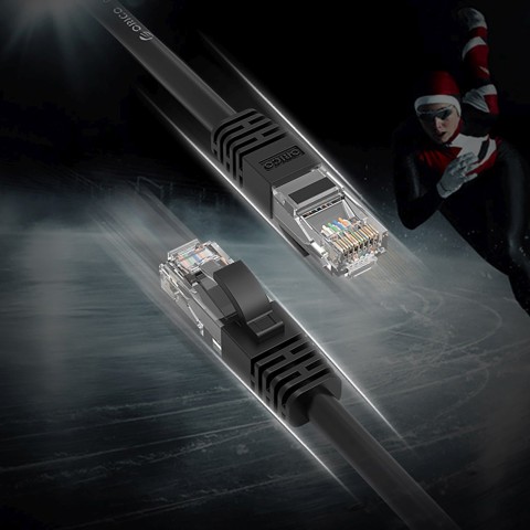 
Ethernet CAT6 1000Mbps RJ45 interneto LAN apvalus tinklo kabelis 5m - juodas
