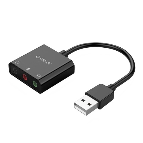 
Išorinė USB-A garso plokštė - 3x mini lizdai - juoda
