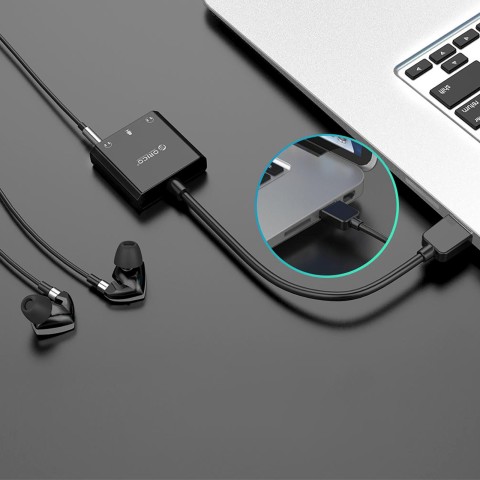 
Išorinė USB-A garso plokštė - 3x mini lizdai - juoda
