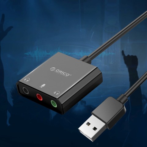 
Išorinė USB-A garso plokštė - 3x mini lizdai - juoda
