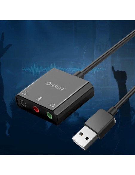 
Išorinė USB-A garso plokštė - 3x mini lizdai - juoda
