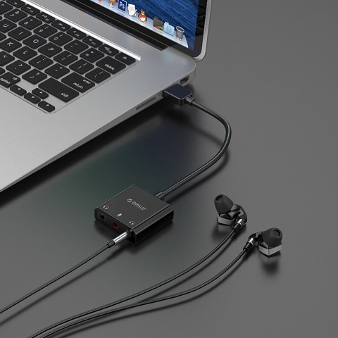 
Išorinė USB-A garso plokštė - 3x mini lizdai - juoda
