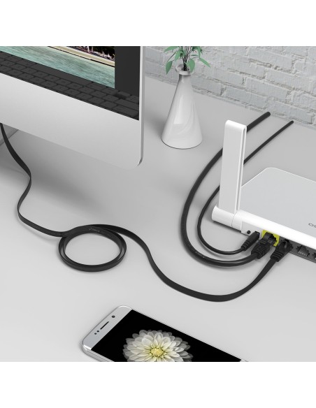 
Ethernet CAT7 10Gbps RJ45 LAN plokščias tinklo kabelis 10 m - juodas
