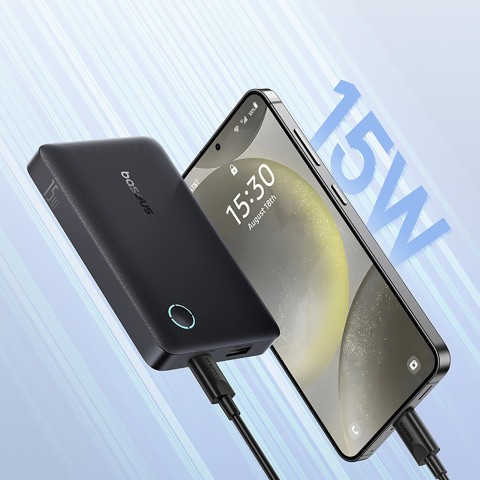 
10000mAh 15W „EnerFill FP11“ išorinė baterija su USB-C laidu, 20V, 3A, 30cm - juoda
