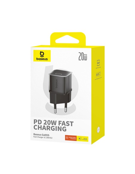 
USB-C GaN5S 20W sieninis įkroviklis – juodas

