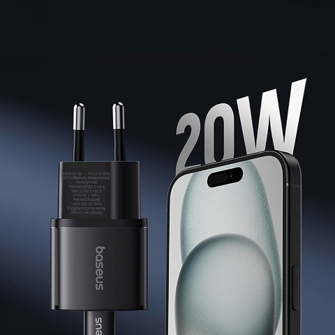 
USB-C GaN5S 20W sieninis įkroviklis – juodas
