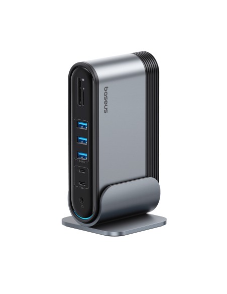 
USB-C prijungimo stotelė - HDMI DP USB-A USB-C RJ45 PD PC SD TF 3,5 mm mini lizdas - pilka
