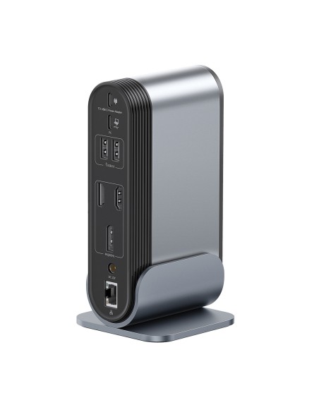 
USB-C prijungimo stotelė - HDMI DP USB-A USB-C RJ45 PD PC SD TF 3,5 mm mini lizdas - pilka
