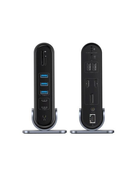 
USB-C prijungimo stotelė - HDMI DP USB-A USB-C RJ45 PD PC SD TF 3,5 mm mini lizdas - pilka

