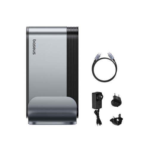 
USB-C prijungimo stotelė - HDMI DP USB-A USB-C RJ45 PD PC SD TF 3,5 mm mini lizdas - pilka
