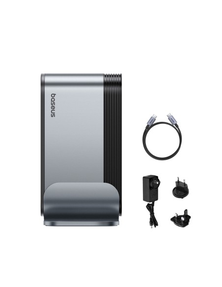 
USB-C prijungimo stotelė - HDMI DP USB-A USB-C RJ45 PD PC SD TF 3,5 mm mini lizdas - pilka
