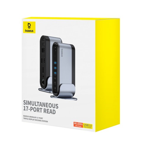 
USB-C prijungimo stotelė - HDMI DP USB-A USB-C RJ45 PD PC SD TF 3,5 mm mini lizdas - pilka
