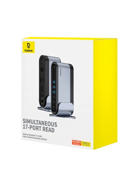 
USB-C prijungimo stotelė - HDMI DP USB-A USB-C RJ45 PD PC SD TF 3,5 mm mini lizdas - pilka
