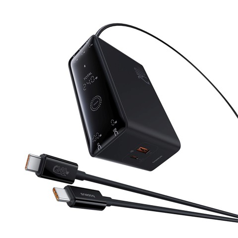 
USB-A USB-C GaN 240W sieninis įkroviklis su maitinimo laidu – juodas
