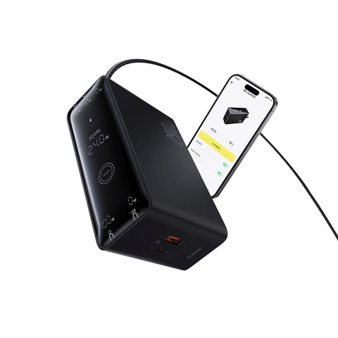 
USB-A USB-C GaN 240W sieninis įkroviklis su maitinimo laidu – juodas

