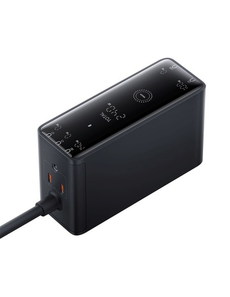 
USB-A USB-C GaN 240W sieninis įkroviklis su maitinimo laidu – juodas
