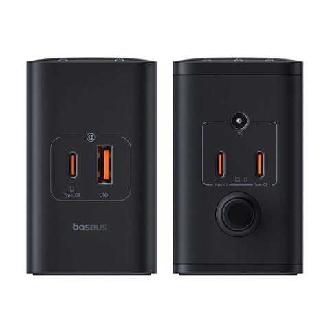 
USB-A USB-C GaN 240W sieninis įkroviklis su maitinimo laidu – juodas
