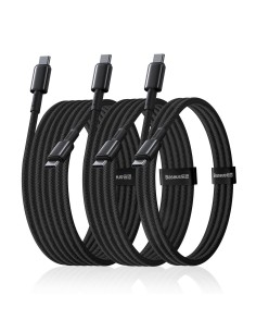 
Volframo aukso 100 W USB-C kabelio rinkinys 1 m 2 m 3 m – juodas
